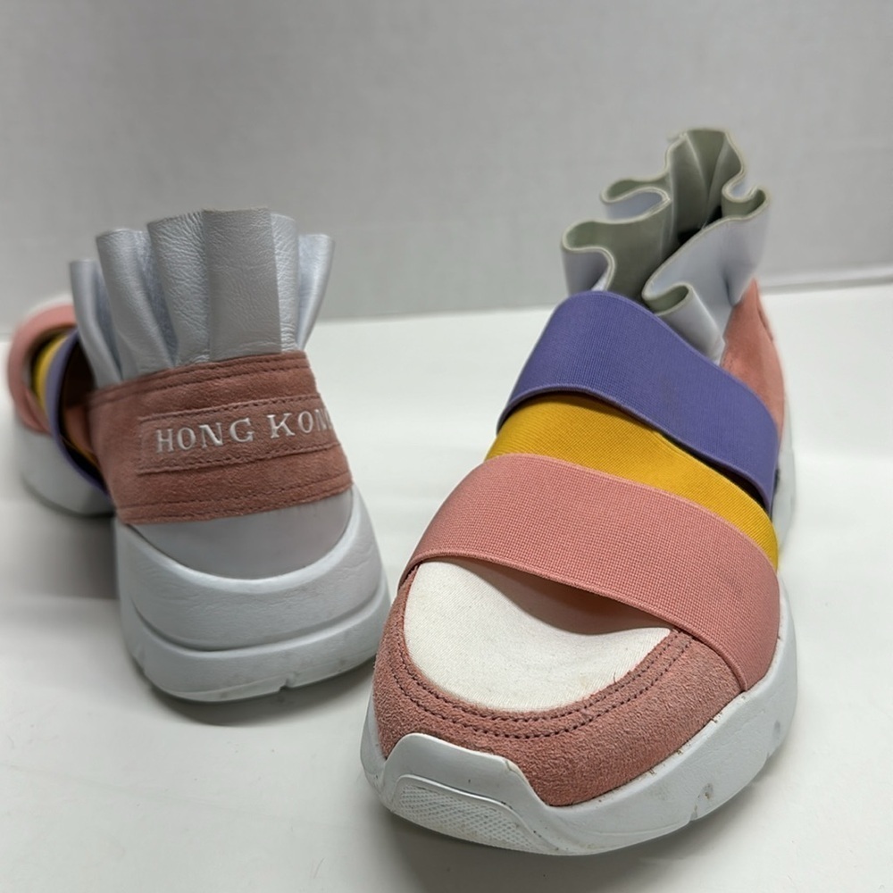 Emilio Pucci Sneakers City Up Trainer Shoes Ruffle Mesh Suede Colorblock Size 37
